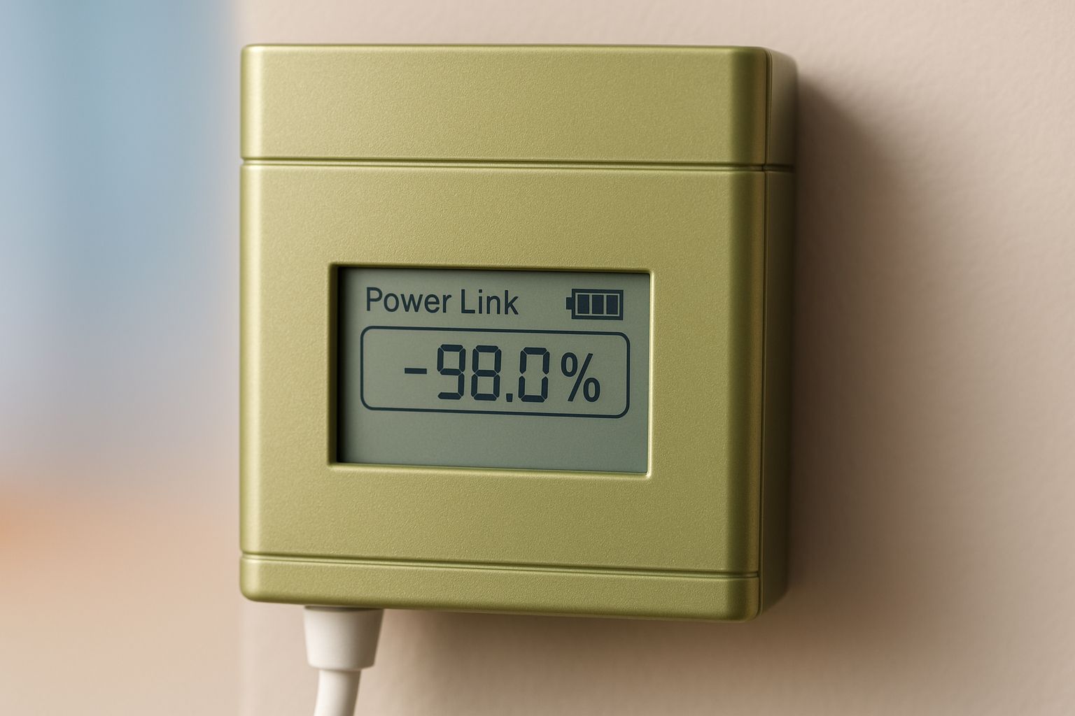 Digital display visar energiförbrukning med statistik och grafer i ett smart hem.